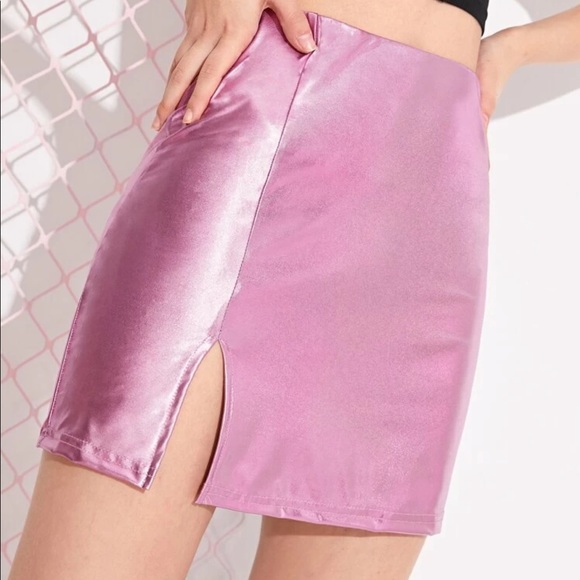 SHEIN Slit hem metallic Skinny Skirt SWIFT CONCERT OUTFIT LOVER COSTUME Swiftie - Picture 2 of 6